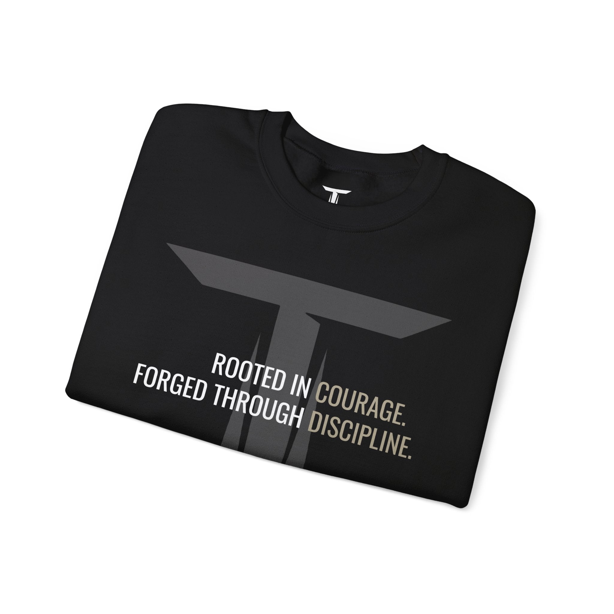 Tharseō Rooted & Forged Crewneck | Motivational Athletic Pullover