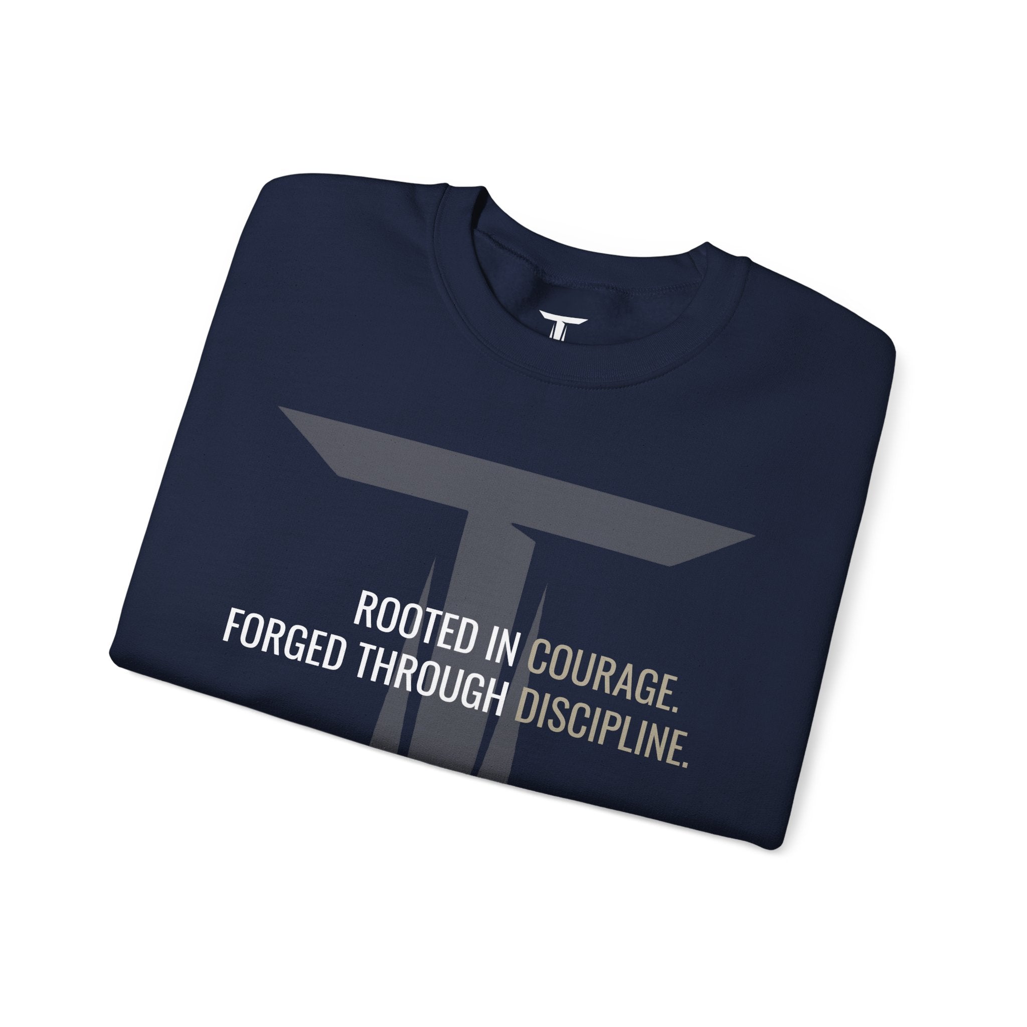 Tharseō Rooted & Forged Crewneck | Motivational Athletic Pullover